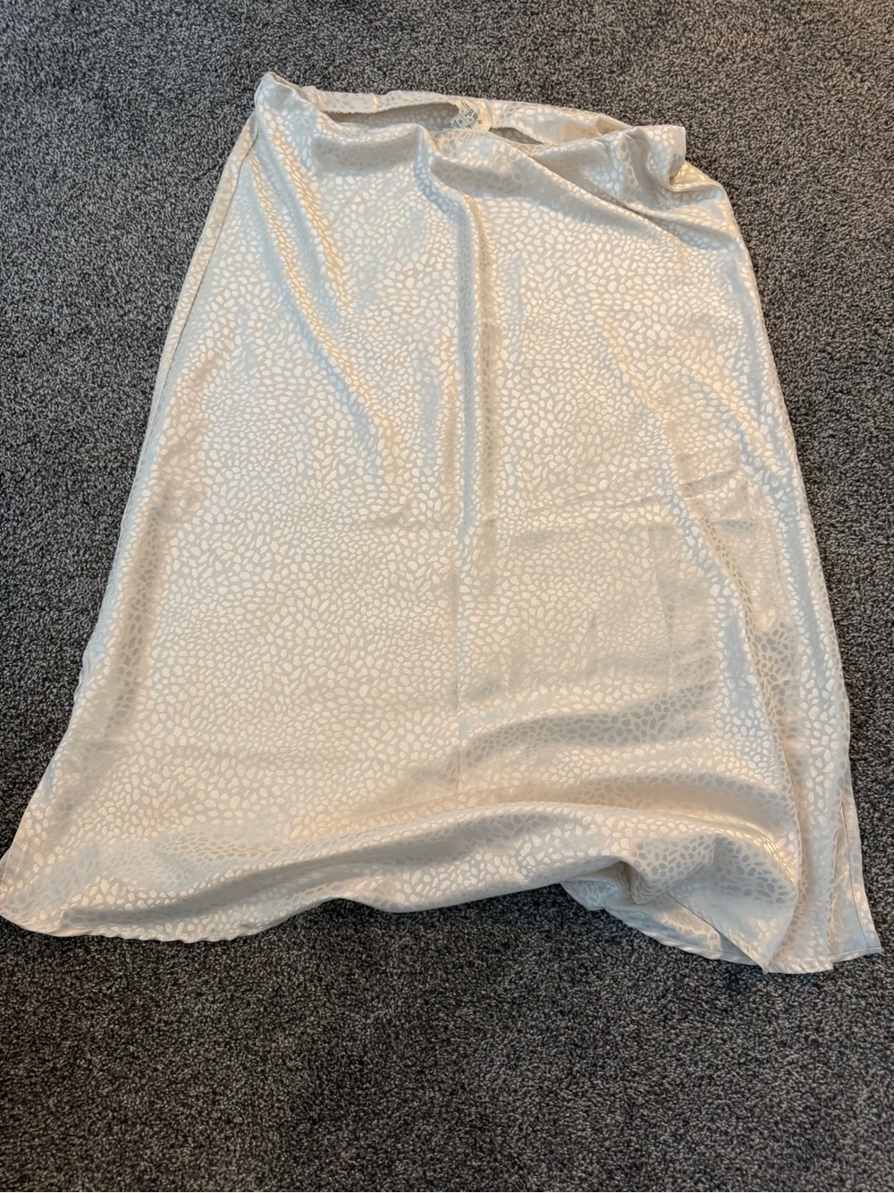 Umgee Cream Satin Midi Skirt with Subtle Animal Print